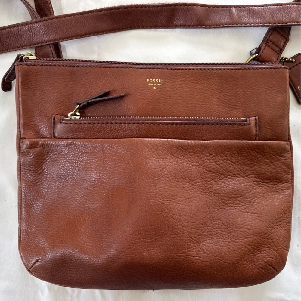 Fossil Brown Leather Crossbody Bag